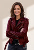 Women's Cool Zip Crop Slim Leather Jacket in Jackets with versatile layering silhouettes