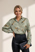 Tempting Printed Lapel Single-Breasted Long-Sleeved Blouse