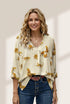 Tempting Printed Lapel Single-Breasted Long-Sleeved Blouse
