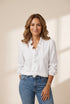 Women's Casual Ruffled Trim V Neck Long Sleeve Loose Blouse