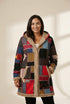 Women's Vintage Patchwork Printed Long Sleeve Button-Up Hooded Coat