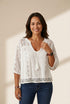Lace Stitching U-neck 3/4 Sleeve Blouse with practical styling and dependable silhouette control.