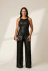 Women's Sequin Embellished Sleeveless Wide-Leg Jumpsuit