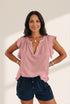 Women's Solid V Neck Short Sleeve T-Shirt in Tops & Tees with versatile layering silhouettes