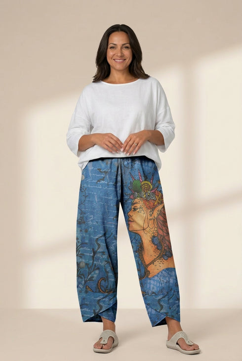 Women's Cartoon Art Print Pocket Women's Casual Pants