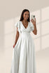 Women's V-Neck Solid Irregular Long Sleeve Dress
