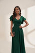 Women's V-Neck Solid Irregular Long Sleeve Dress