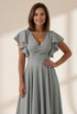 Women's V-Neck Solid Irregular Long Sleeve Dress
