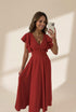 Women's V-Neck Solid Irregular Long Sleeve Dress