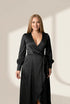 Women's V-Neck Solid Irregular Long Sleeve Dress