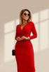 Women's Dresses Solid V-Neck Double-Breasted Skinny Dress