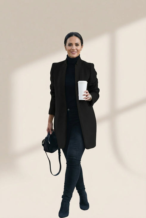 Women's Black Blue Gray Long Coat for Casual Daily and Valentine's Day with practical styling and dependable silhouette control.