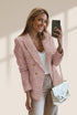 Women's Elegant V Neck Double Breasted Solid Coat Dress