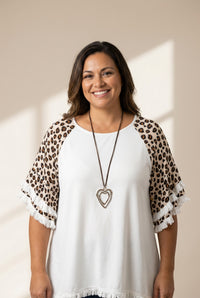 Women's Plus Size Leopard Print Bell Sleeve T-Shirt