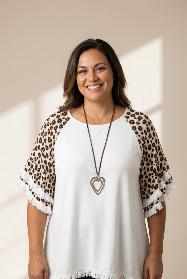 Women's Plus Size Leopard Print Bell Sleeve T-Shirt made for easy styling and wardrobe coordination, with premium-like structure and finish.