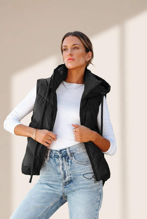 Women's Solid Lightweight Thermal Layer Sleeveless Zip-Up Vest Coat
