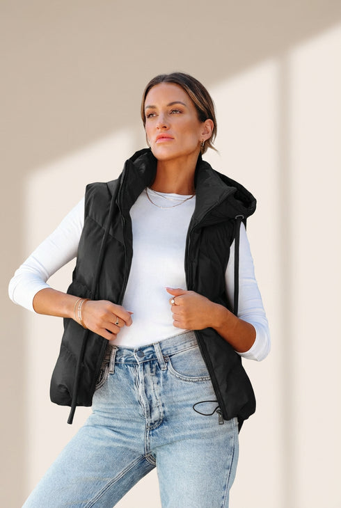 Solid Lightweight Thermal Layer Sleeveless Zip-Up Vest Coat
