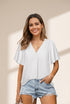 Solid Color V-Neck Chiffon Loose Short Sleeve T-Shirt