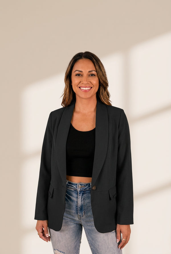 Women's Tailored Notch Lapel Single-Button Professional Blazer