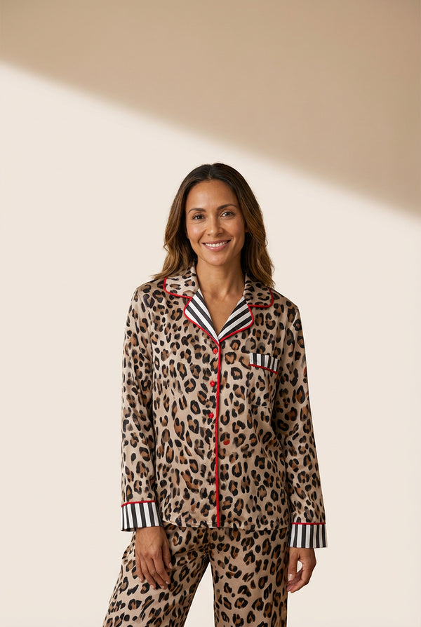 women's cozy leopard print pajama set - soft sleepwear with relaxed fit for ultimate comfort and style with practical styling and dependable