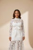 Lace Hollow Long Sleeve Stand Collar Irregular Dress
