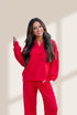 Fiery Red Quarter Zipped Pullover and Drawstring Sweatpants Set