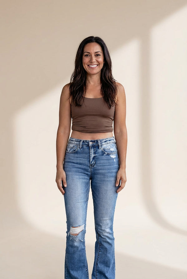 Women's High-Waisted Distressed Bootcut Flare Jeans