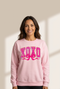 Pink XOXO Valentines Day Heart Ribbon Bow Printed Pullover Sweatshirt