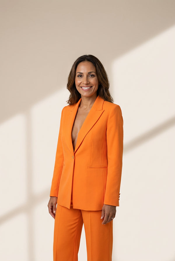 Solid Lapel Blazer & Pants Two-Piece Set