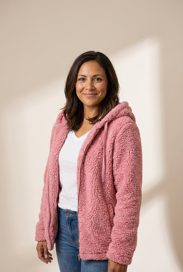 Women's Chic and Modern Women's Sherpa Teddy Coat Zip-Up Hoodie for Daily Fall Wardrobe with practical styling and dependable silhouette control.