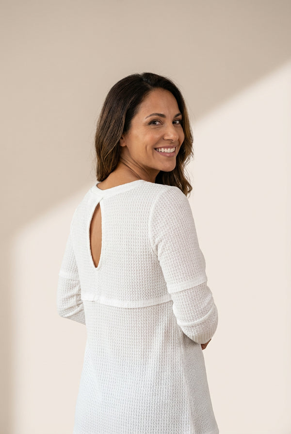Women's Waffle Knit Long Sleeve T-Shirt in Tops & Tees