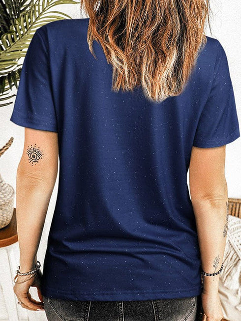 American Independence Day Blue Letter Print Women's T-shirt