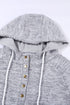 Animal Paw Print Pullover Button Hoodie - Gray - Women's Casual/Fashion Style
