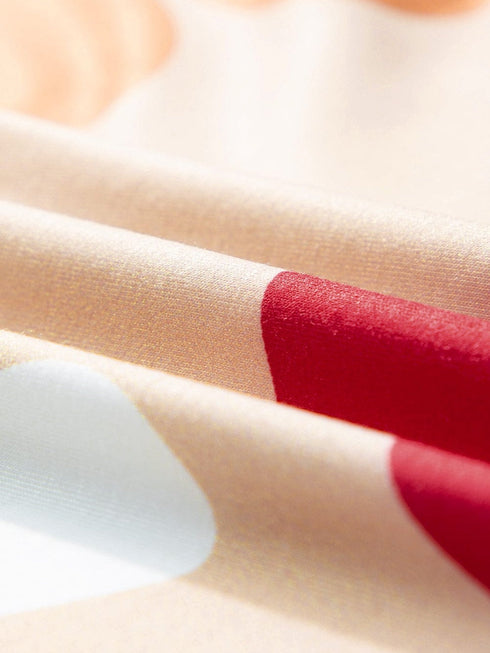 Apricot Blossom Bubble Sleeve T-shirt with Floral Print