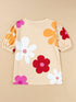 Apricot Blossom Bubble Sleeve T-shirt with Floral Print