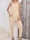 Apricot Casual Sleeveless Harem Jumpsuit with Side Pockets