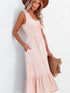 Apricot Flounce A-line Midi Dress with Smocked Waist