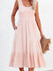 Apricot Flounce A-line Midi Dress with Smocked Waist