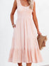 Apricot Flounce A-line Midi Dress with Smocked Waist