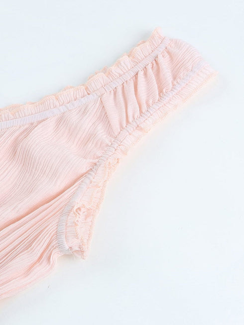 Apricot Flounce A-line Midi Dress with Smocked Waist