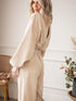 Apricot Keyhole Back V Neck Tie Waist Loose Jumpsuit