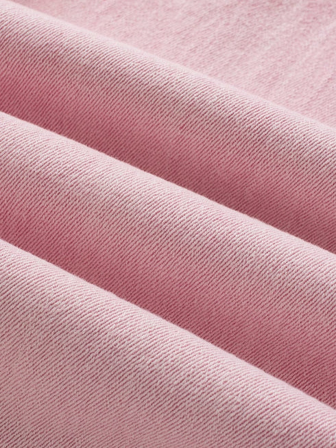 Apricot Pink Mid-Waist Flare Crop Jeans with Button Closure