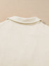 Apricot V Neck Textured Collared Top with Short Sleeves