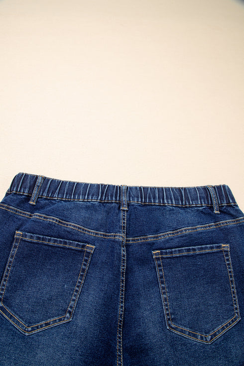 Blue Acid Wash Contrast Lace-up Plus Size Jeans