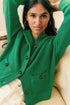 Dark Green Chunky Buttoned Front Round Neck Cardigan Sweater