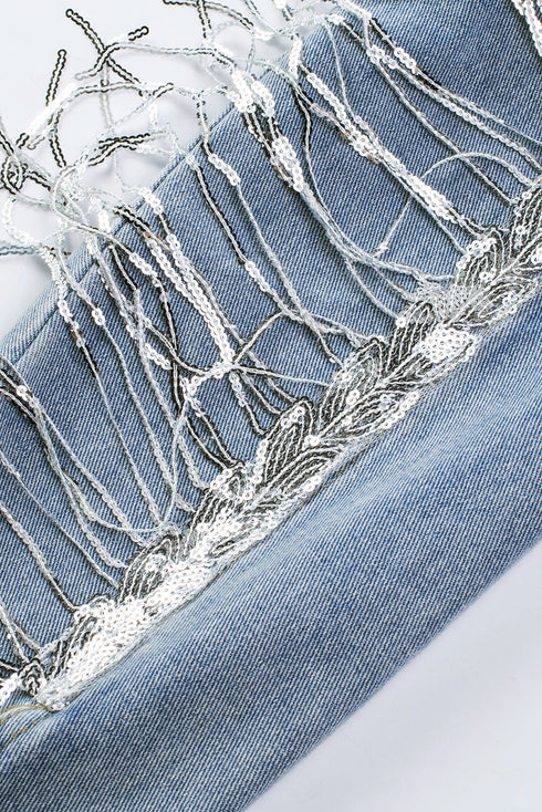 sky-blue-sequin-embellished-fringe-distressed-denim-jacket