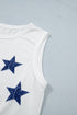 White Vintage Stars and Stripes Printed Casual Tank Top
