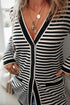 Black Stripe Long Sleeve Button up Tunic Cardigan