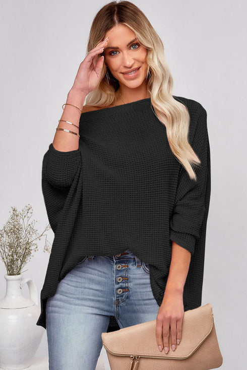 waffle knit blouse