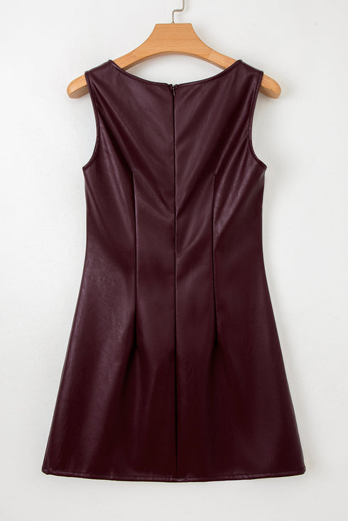 Wild Ginger Vegan Leather Sleeveless Mini Dress